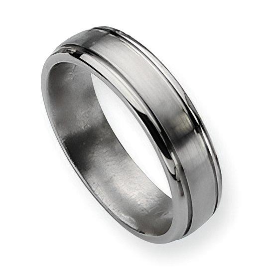 Titanium Grooved Edge Approx. 0.24 Inch Brushed and Polished Wedding Band