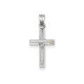 14K White Gold Double-Outline Cross Pendant