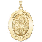 Saint Joseph Religious Scalloped Oval Medal