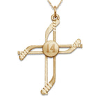 Hockey Stick Cross Pendant with Number with 18 Inch Chain