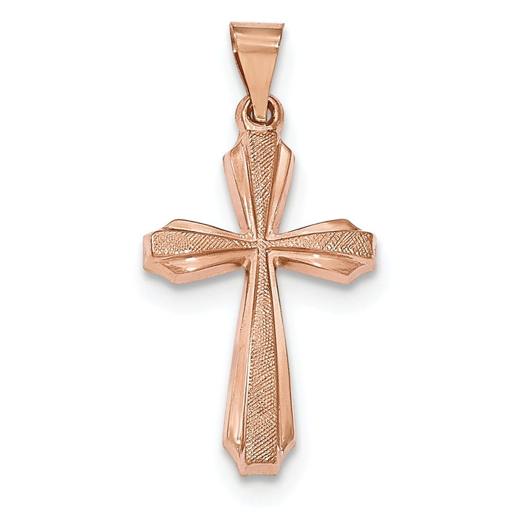 14K Rose Gold Textured Passion Cross Pendant