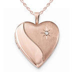 Rose Gold Plated Heart Photo Locket With Cubic Zirconia