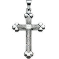 14K White Gold Budded-Tip Cross Pendant
