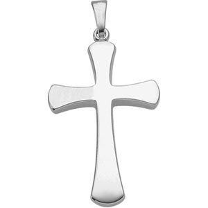 14K White Gold Flared Cross Pendant