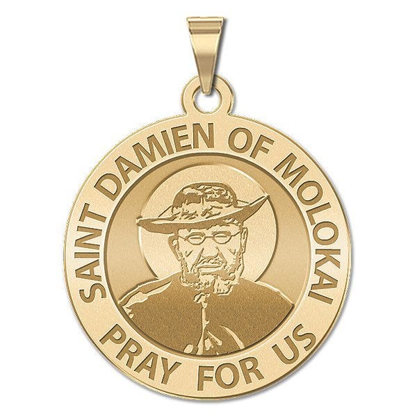 Saint Damien Of Molokai Round Religious Medal