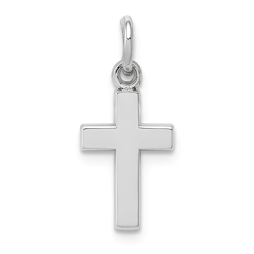 14K White Gold Cross Charm