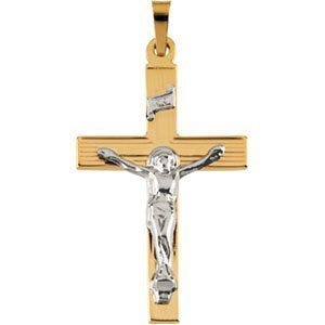 14K Two-Tone Gold Crucifix Pendant