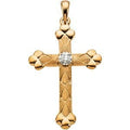 Trefoil-Ends Cross Pendant With Diamond
