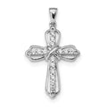 Sterling Silver Cz Ribbon Cross Pendant