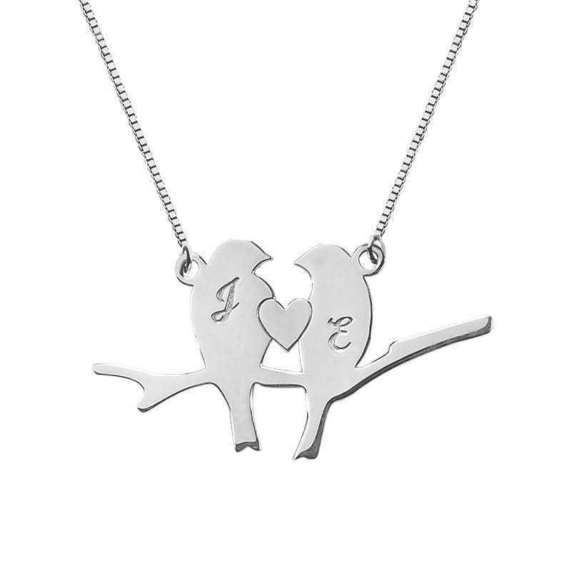 Personalized Love Birds Initials Necklace