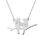 Personalized Love Birds Initials Necklace