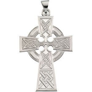 14K White Gold Large Celtic Cross Pendant
