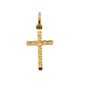 14K Yellow Gold Cross Pendant With Design