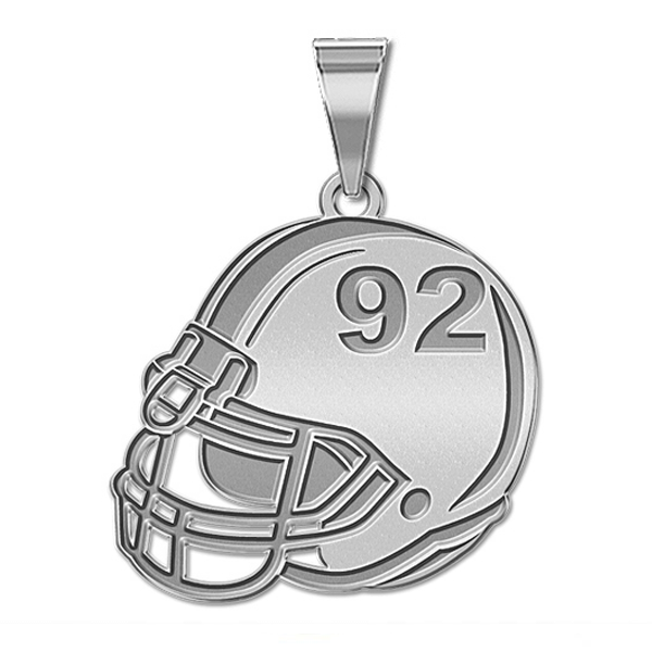 Custom Football  Helmet Pendant w/  Number