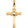Two Tone Gold Claddagh Cross Pendant