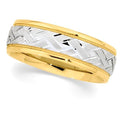 14K Two-Tone Approx. 0.28 Inch Design-Etched Wedding Band
