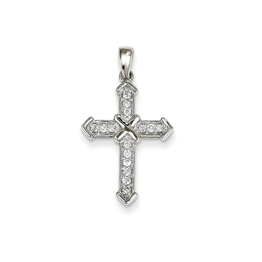 14K White Gold Diamond Cross Pendant