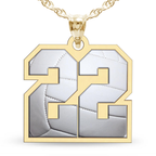 Color Enameled Volleyball Number Charm or Pendant with 2 Digits