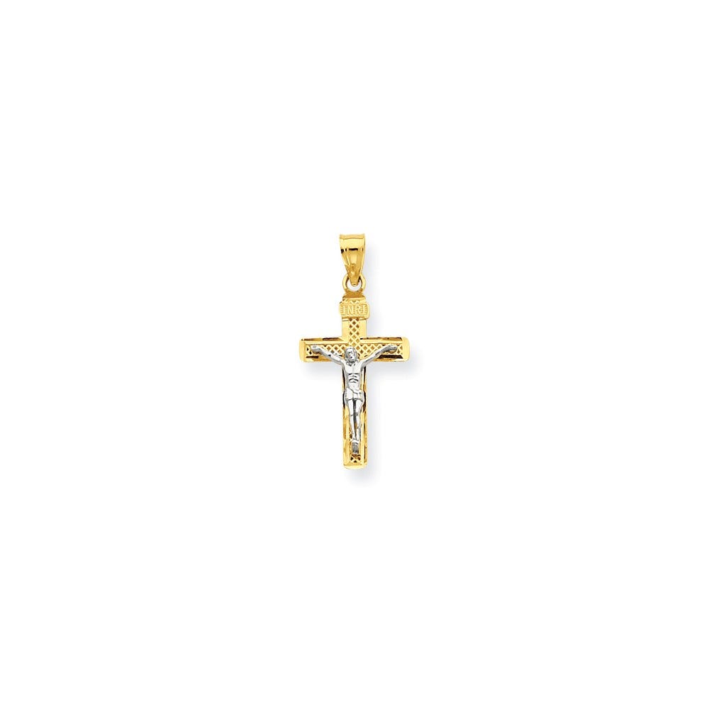 Two-Tone Lattice Cross Pendant