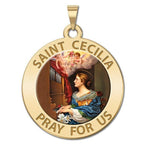 Saint Cecilia Round Color Religious Medal (Piano Organ)