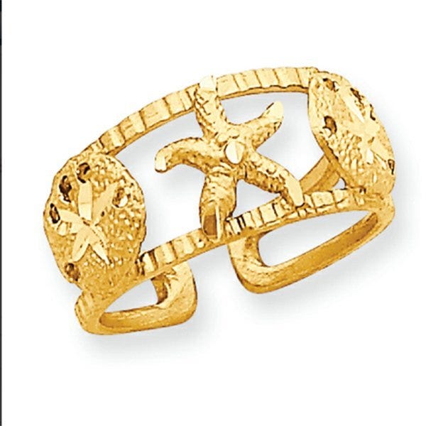 14K Yellow Gold Starfish Toe Ring