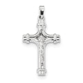 14K White Gold Polished Inri Flared-Ends Crucifix Pendant