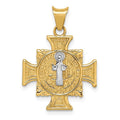 14K Two-Tone St. Benedict Medal Crucifix Cross Pendant