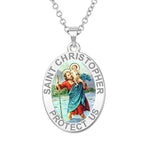 Saint Christopher Oval Religious Medal "Color"