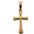 14K Yellow Gold Beaded Border Cross Pendant