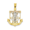 Diamond-Cut Mariner's Cross Pendant In 14K Tri-Color Gold