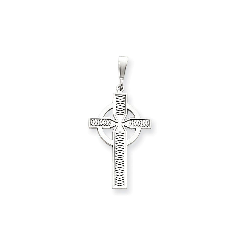 14K White Gold Celtic Cross Charm