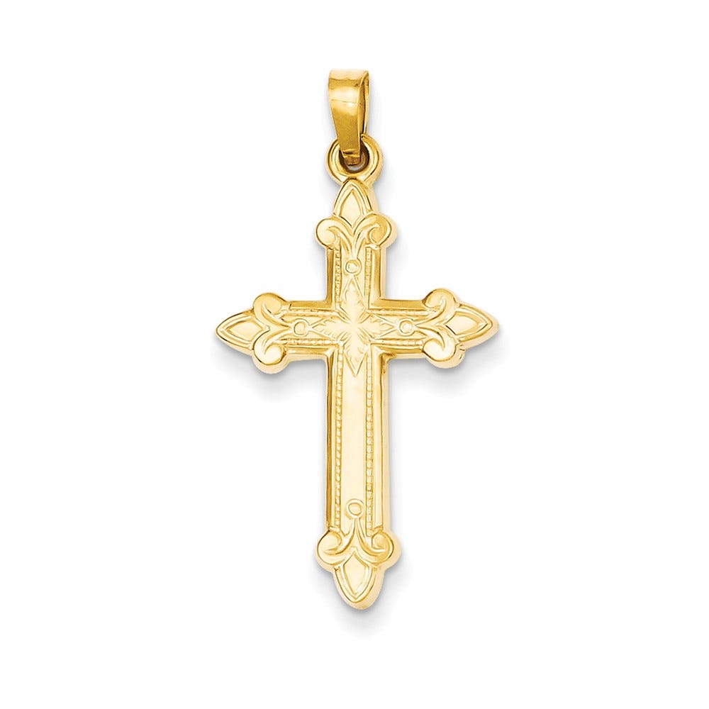 14K Fleur De Lis Cross Pendant