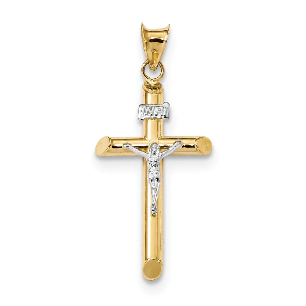Two Tone Polished Jesus Crucifix Pendant