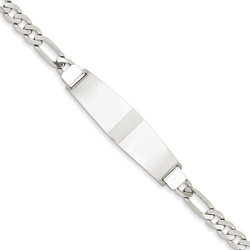 Custom Engraved 14K Gold Men's Figaro Link ID Bracelet