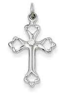 Sterling Silver Budded Cross Cz Charm