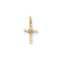 14K Yellow Gold Aa Diamond Cross Charm