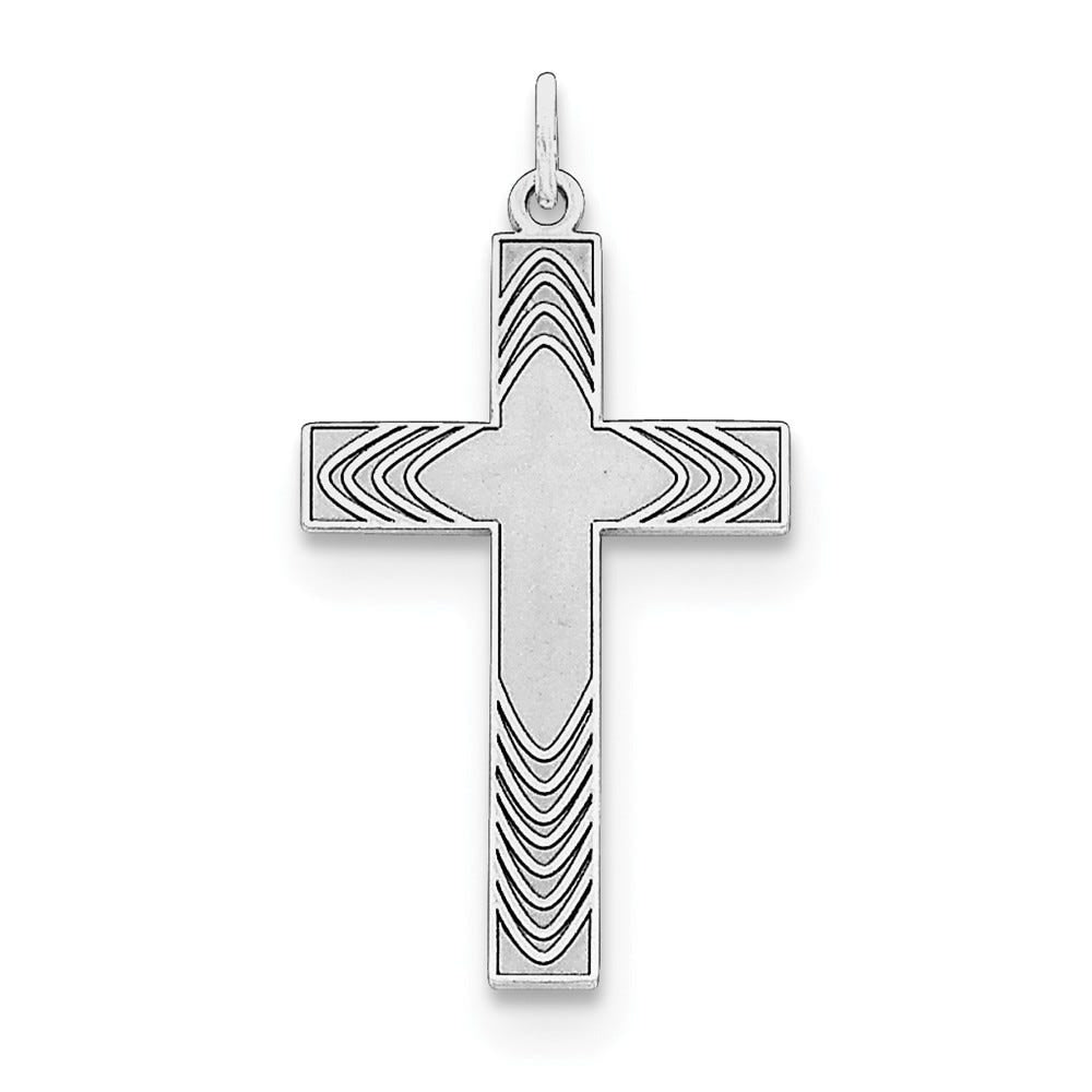 Laser Designed Chevron Pattern Cross Pendant