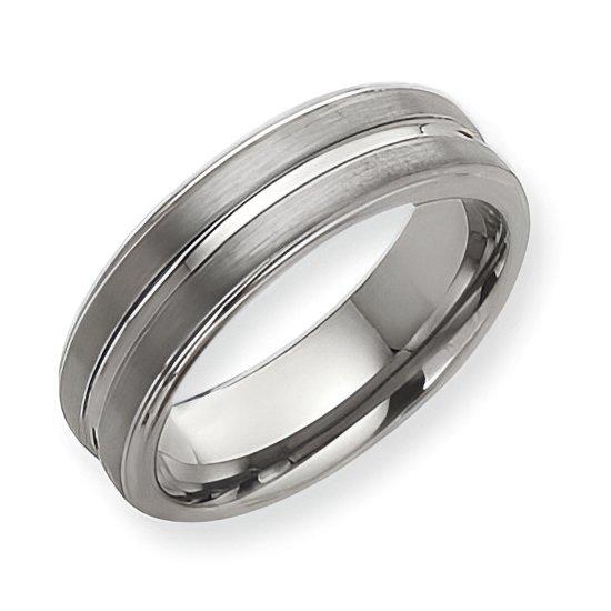 Tungsten Grooved Approx. 0.28 Inch Brushed and Polished Wedding Band