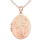 14K Rose Gold Floral Oval Photo Locket