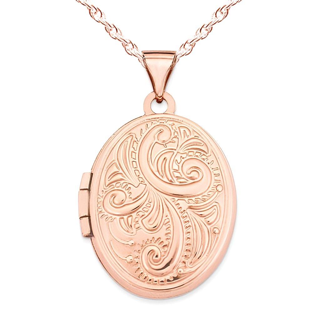 14K Rose Gold Floral Oval Photo Locket