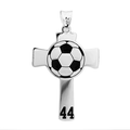 Soccer Stitch Enameled Cross Pendant with Number