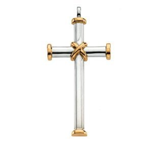 Two-Tone Gold Wrapped Center Cross Pendant