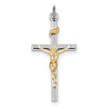Rhodium-Plated And 18K Gold-Plated Crucifix Pendant