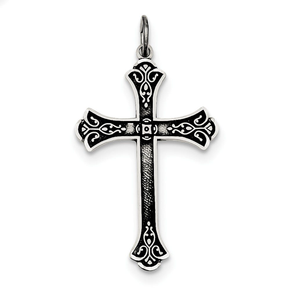 Antiqued Square-Center Cross Pendant