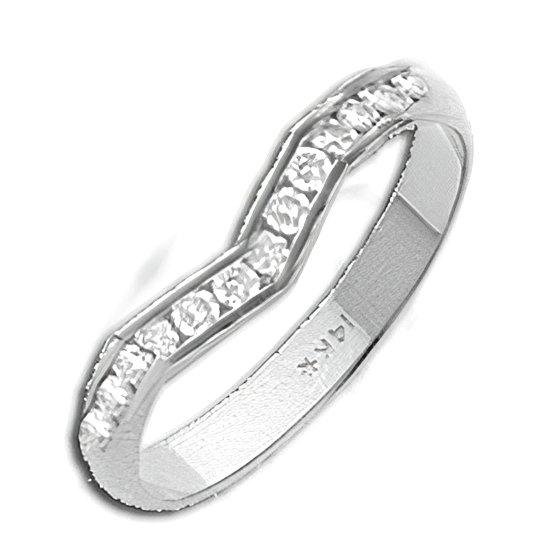 14K White Aa Diamond Wedding Band