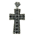 Sterling Silver Or Stainless Steel Beaded Border Cross Pendant