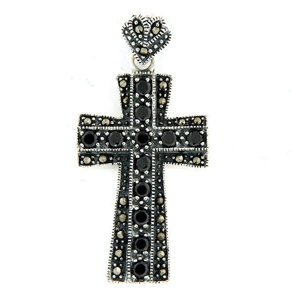 Sterling Silver Or Stainless Steel Beaded Border Cross Pendant