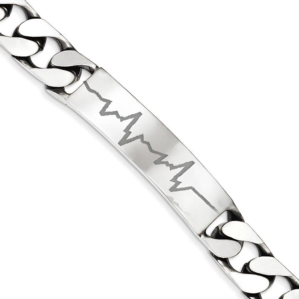 Sterling Silver Antiqued Curb Link ID Bracelet