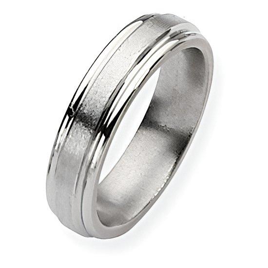 Titanium Grooved Edge Approx. 0.24 Inch Satin and Polished Wedding Band