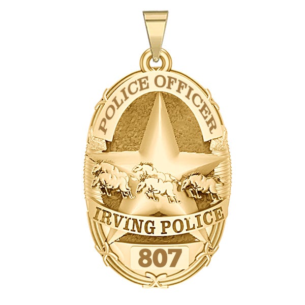 Personalized Irving,Texas Police Badge with Your Name, Rank, and Number